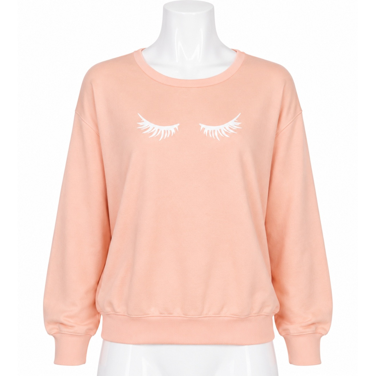 Pastel Peach Eyelash Graphic Sweatshirt Womens Xl Long Sleeve Pullover Crewneck